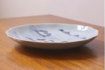 江戸期　山水図　染付　アンティーク大皿(和食器)