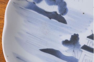 江戸期　山水図　染付　アンティーク大皿(和食器)