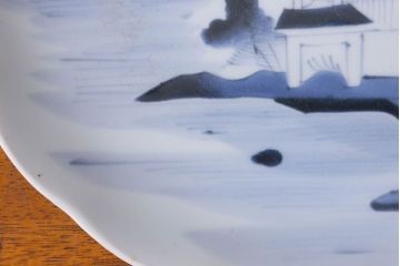江戸期　山水図　染付　アンティーク大皿(和食器)