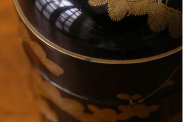 アンティーク雑貨　明治期　松竹梅鶴亀図　木製重香合・蒔絵(小物収納箱、茶道具)