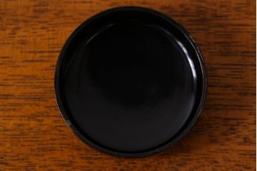 アンティーク雑貨　明治大正期　鶴蒔絵　木製棗(なつめ、茶道具)