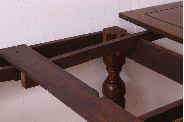 アンティーク家具　イギリスアンティーク　オーク材　シックなドローリーフテーブル(エクステンションテーブル、ダイニングテ  ーブル)