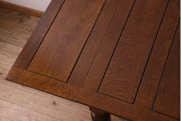 アンティーク家具　イギリスアンティーク　オーク材　シックなドローリーフテーブル(エクステンションテーブル、ダイニングテ  ーブル)