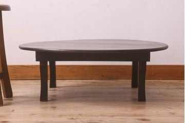 レトロ家具　昭和レトロ　深みのある色味が素敵な丸ちゃぶ台(座卓、ローテーブル、折り畳みテーブル)