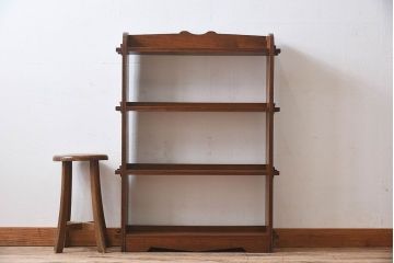 アンティーク家具　和製アンティーク　古い栓材の質感が味のあるブックシェルフ(本棚、飾り棚、ディスプレイラック、 ウッドシェルフ)