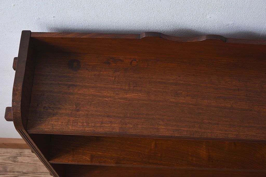 アンティーク家具　和製アンティーク　古い栓材の質感が味のあるブックシェルフ(本棚、飾り棚、ディスプレイラック、 ウッドシェルフ)