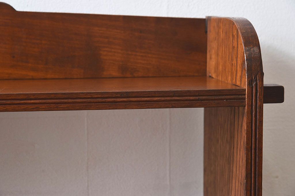 アンティーク家具　和製アンティーク　古い栓材の質感が味のあるブックシェルフ(本棚、飾り棚、ディスプレイラック、 ウッドシェルフ)