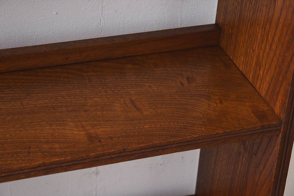 アンティーク家具　和製アンティーク　古い栓材の質感が味のあるブックシェルフ(本棚、飾り棚、ディスプレイラック、 ウッドシェルフ)