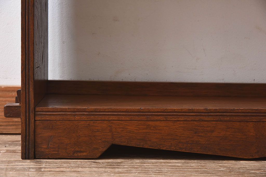 アンティーク家具　和製アンティーク　古い栓材の質感が味のあるブックシェルフ(本棚、飾り棚、ディスプレイラック、 ウッドシェルフ)