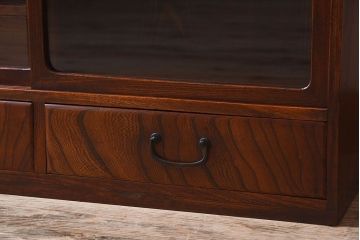 アンティーク家具　和製アンティーク　上手物!三方ケヤキ材の上質な茶箪笥(収納棚、茶棚、戸棚)