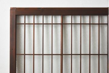 和モダン　ダイヤガラス　クリアガラス　ヒノキ材　上品なデザインのガラス帯格子戸4枚セット(格子戸、引き戸、ガラス戸)