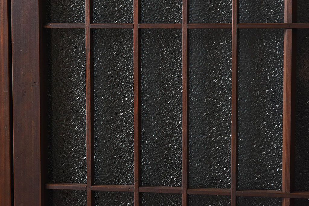 和モダン　ダイヤガラス　クリアガラス　ヒノキ材　上品なデザインのガラス帯格子戸4枚セット(格子戸、引き戸、ガラス戸)