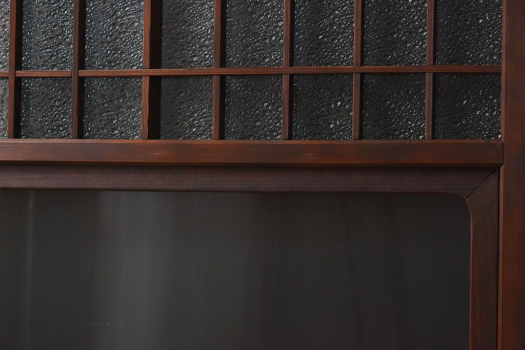 和モダン　ダイヤガラス　クリアガラス　ヒノキ材　上品なデザインのガラス帯格子戸4枚セット(格子戸、引き戸、ガラス戸)