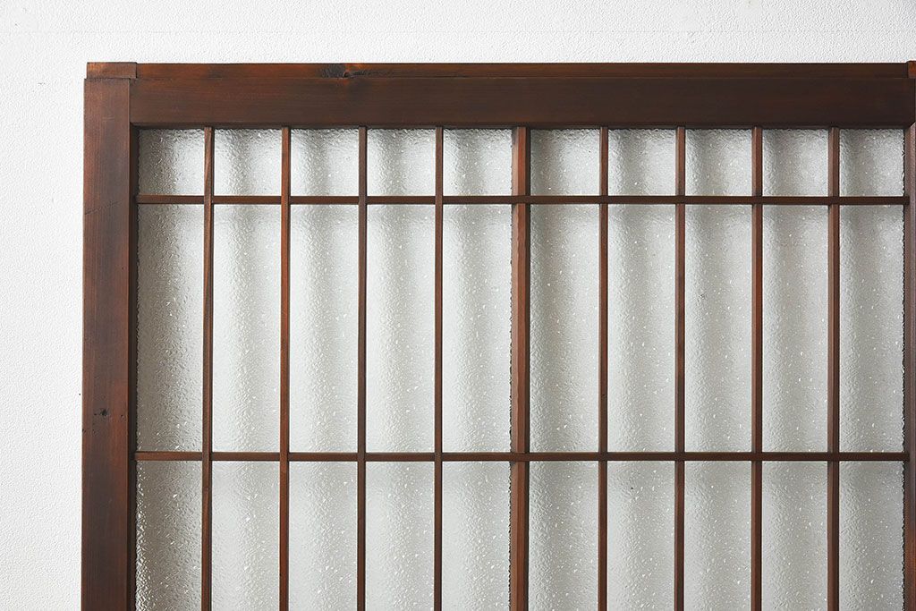 和モダン　ダイヤガラス　クリアガラス　ヒノキ材　上品なデザインのガラス帯格子戸4枚セット(格子戸、引き戸、ガラス戸)