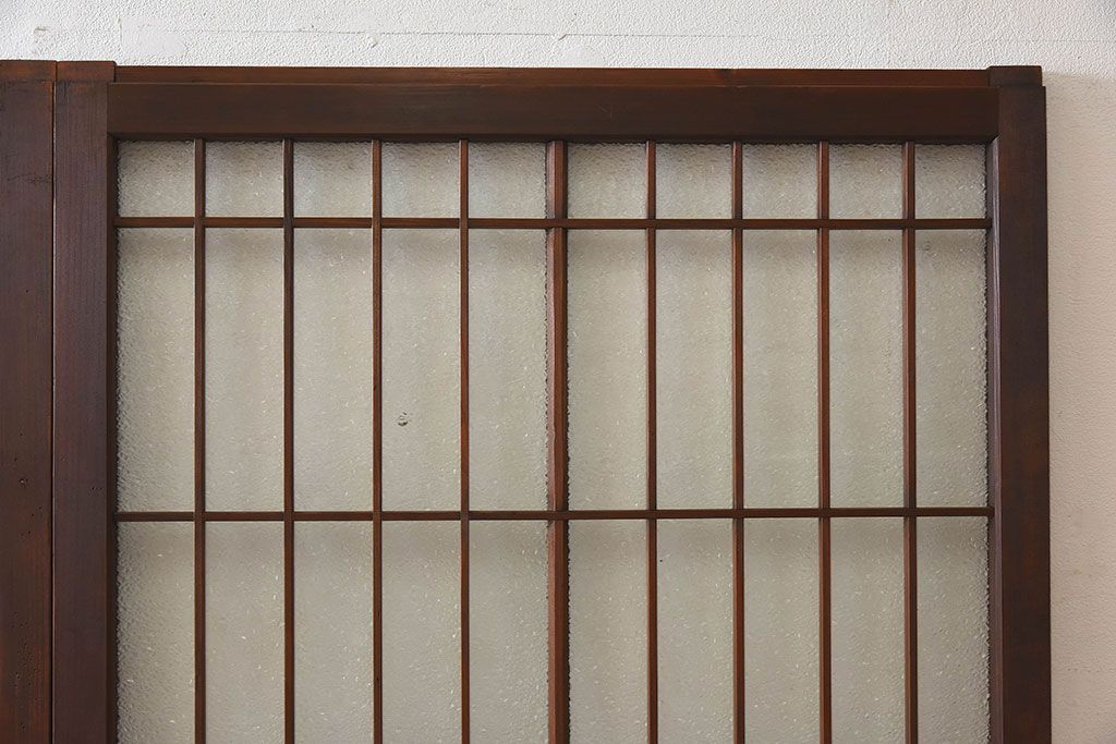 和モダン　ダイヤガラス　クリアガラス　ヒノキ材　上品なデザインのガラス帯格子戸4枚セット(格子戸、引き戸、ガラス戸)