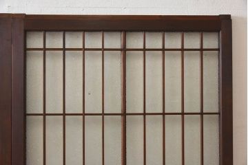 和モダン　ダイヤガラス　クリアガラス　ヒノキ材　上品なデザインのガラス帯格子戸4枚セット(格子戸、引き戸、ガラス戸)