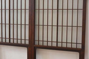 和モダン　ダイヤガラス　クリアガラス　ヒノキ材　上品なデザインのガラス帯格子戸4枚セット(格子戸、引き戸、ガラス戸)