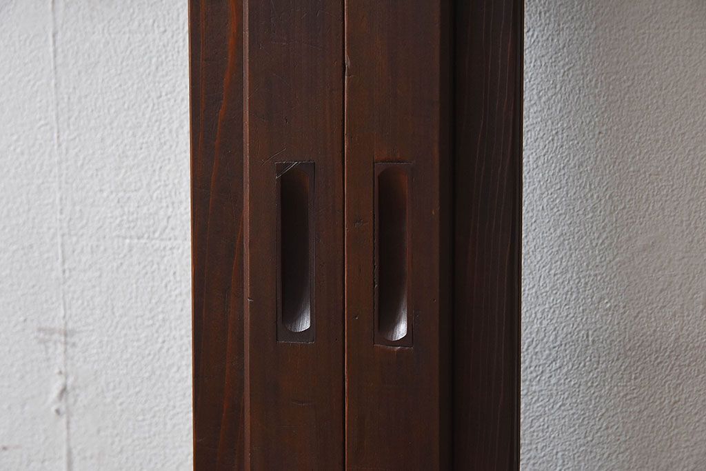 和モダン　ダイヤガラス　クリアガラス　ヒノキ材　上品なデザインのガラス帯格子戸4枚セット(格子戸、引き戸、ガラス戸)