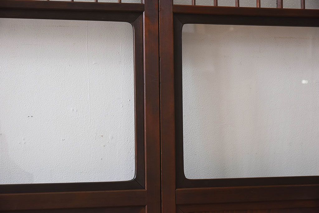 和モダン　ダイヤガラス　クリアガラス　ヒノキ材　上品なデザインのガラス帯格子戸4枚セット(格子戸、引き戸、ガラス戸)