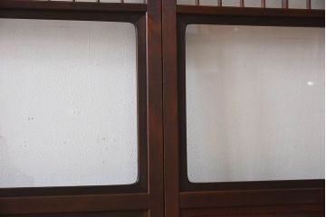 和モダン　ダイヤガラス　クリアガラス　ヒノキ材　上品なデザインのガラス帯格子戸4枚セット(格子戸、引き戸、ガラス戸)