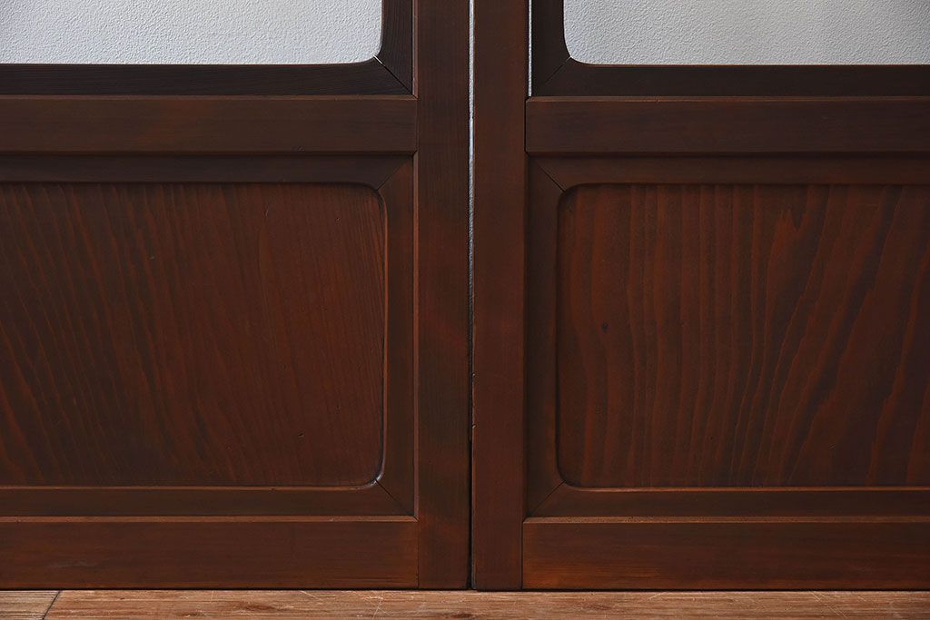 和モダン　ダイヤガラス　クリアガラス　ヒノキ材　上品なデザインのガラス帯格子戸4枚セット(格子戸、引き戸、ガラス戸)