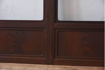 和モダン　ダイヤガラス　クリアガラス　ヒノキ材　上品なデザインのガラス帯格子戸4枚セット(格子戸、引き戸、ガラス戸)