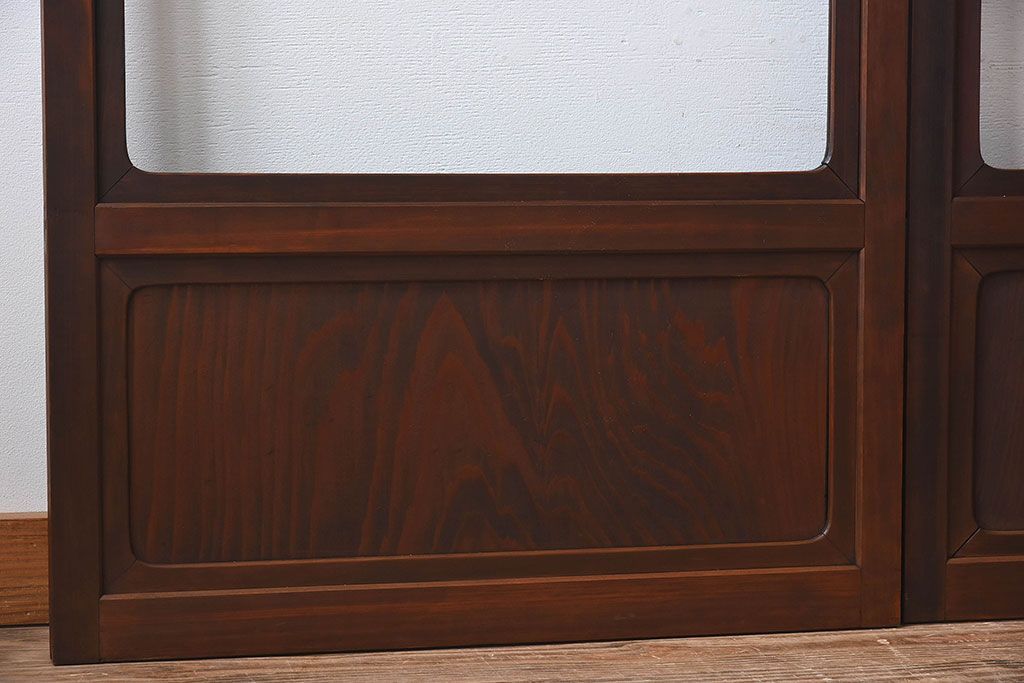 和モダン　ダイヤガラス　クリアガラス　ヒノキ材　上品なデザインのガラス帯格子戸4枚セット(格子戸、引き戸、ガラス戸)