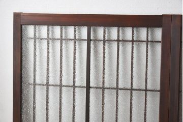 和モダン　ダイヤガラス　クリアガラス　ヒノキ材　上品なデザインのガラス帯格子戸4枚セット(格子戸、引き戸、ガラス戸)