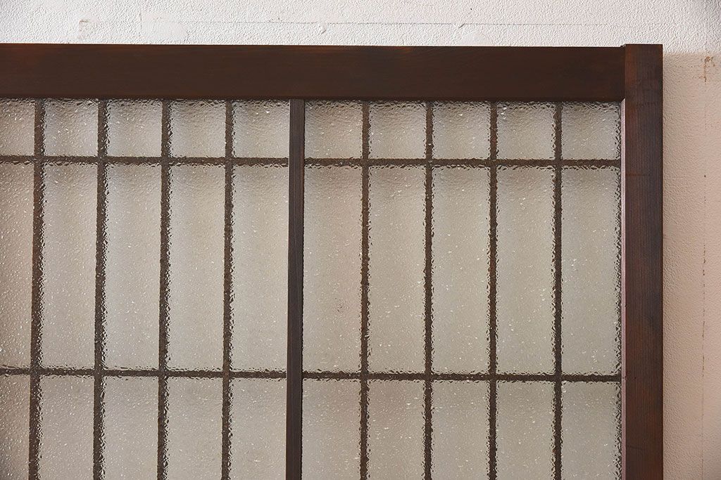 和モダン　ダイヤガラス　クリアガラス　ヒノキ材　上品なデザインのガラス帯格子戸4枚セット(格子戸、引き戸、ガラス戸)