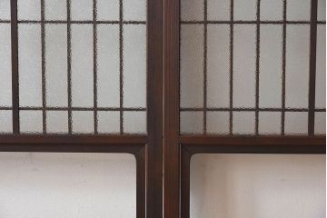 和モダン　ダイヤガラス　クリアガラス　ヒノキ材　上品なデザインのガラス帯格子戸4枚セット(格子戸、引き戸、ガラス戸)