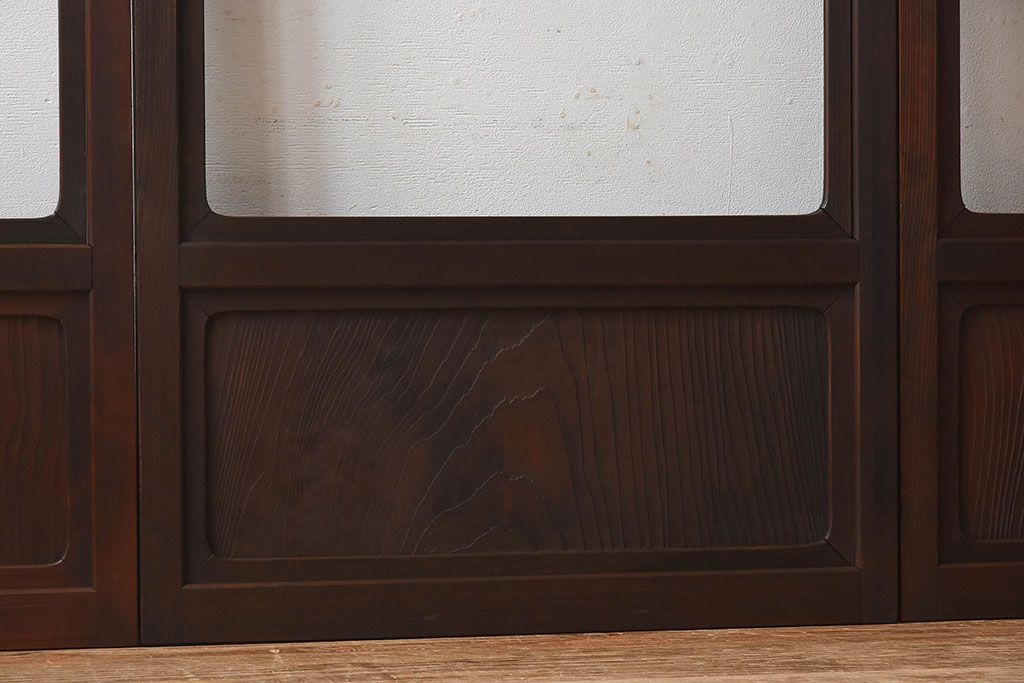 和モダン　ダイヤガラス　クリアガラス　ヒノキ材　上品なデザインのガラス帯格子戸4枚セット(格子戸、引き戸、ガラス戸)