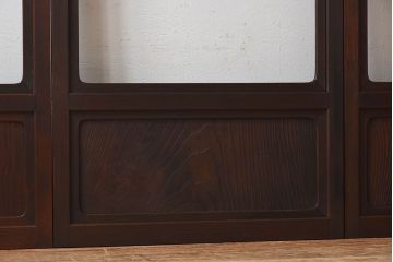 和モダン　ダイヤガラス　クリアガラス　ヒノキ材　上品なデザインのガラス帯格子戸4枚セット(格子戸、引き戸、ガラス戸)