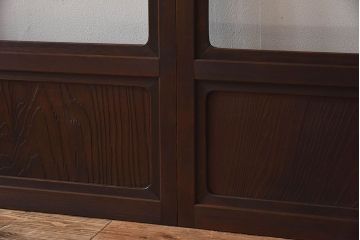 和モダン　ダイヤガラス　クリアガラス　ヒノキ材　上品なデザインのガラス帯格子戸4枚セット(格子戸、引き戸、ガラス戸)