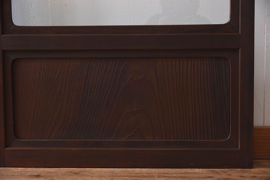 和モダン　ダイヤガラス　クリアガラス　ヒノキ材　上品なデザインのガラス帯格子戸4枚セット(格子戸、引き戸、ガラス戸)