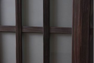 和製アンティーク　クリアガラス　すりガラス　モダンな雰囲気漂うガラス戸2枚セット(引き戸)です