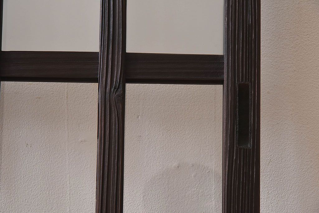 和製アンティーク　クリアガラス　すりガラス　モダンな雰囲気漂うガラス戸2枚セット(引き戸)です