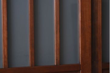 昭和レトロ　クリアガラス　すりガラスが魅力的な　檜材の格子帯戸2枚セット(格子戸、引き戸、ガラス戸、ガラス帯戸)