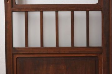 昭和レトロ　クリアガラス　すりガラスが魅力的な　檜材の格子帯戸2枚セット(格子戸、引き戸、ガラス戸、ガラス帯戸)