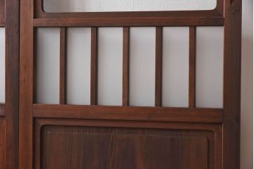 昭和レトロ　クリアガラス　すりガラスが魅力的な　檜材の格子帯戸2枚セット(格子戸、引き戸、ガラス戸、ガラス帯戸)