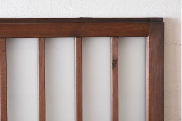 昭和レトロ　クリアガラス　すりガラスが魅力的な　檜材の格子帯戸2枚セット(格子戸、引き戸、ガラス戸、ガラス帯戸)