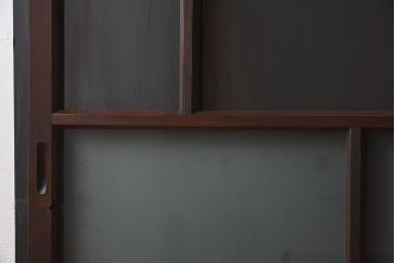 和製アンティーク　すりガラス　クリアガラス　モダンな雰囲気が魅力的なガラス戸2枚セット(建具、引き戸)