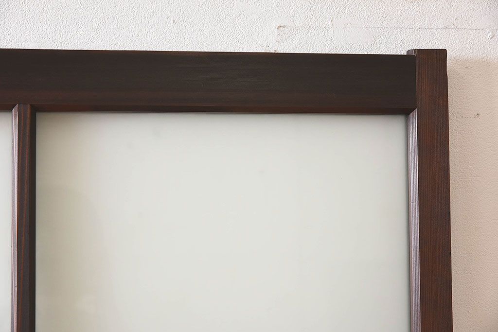 和製アンティーク　すりガラス　クリアガラス　モダンな雰囲気が魅力的なガラス戸2枚セット(建具、引き戸)