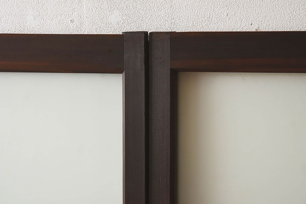 和製アンティーク　すりガラス　クリアガラス　モダンな雰囲気が魅力的なガラス戸2枚セット(建具、引き戸)