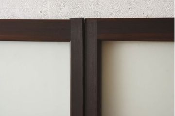 和製アンティーク　すりガラス　クリアガラス　モダンな雰囲気が魅力的なガラス戸2枚セット(建具、引き戸)