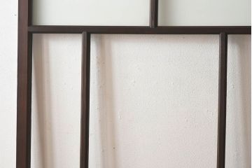 和製アンティーク　すりガラス　クリアガラス　モダンな雰囲気が魅力的なガラス戸2枚セット(建具、引き戸)