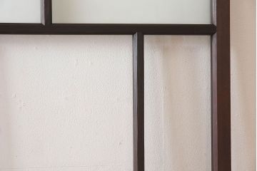 和製アンティーク　すりガラス　クリアガラス　モダンな雰囲気が魅力的なガラス戸2枚セット(建具、引き戸)