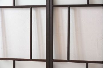 和製アンティーク　すりガラス　クリアガラス　モダンな雰囲気が魅力的なガラス戸2枚セット(建具、引き戸)