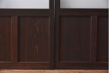 和製アンティーク　すりガラス　クリアガラス　モダンな雰囲気が魅力的なガラス戸2枚セット(建具、引き戸)