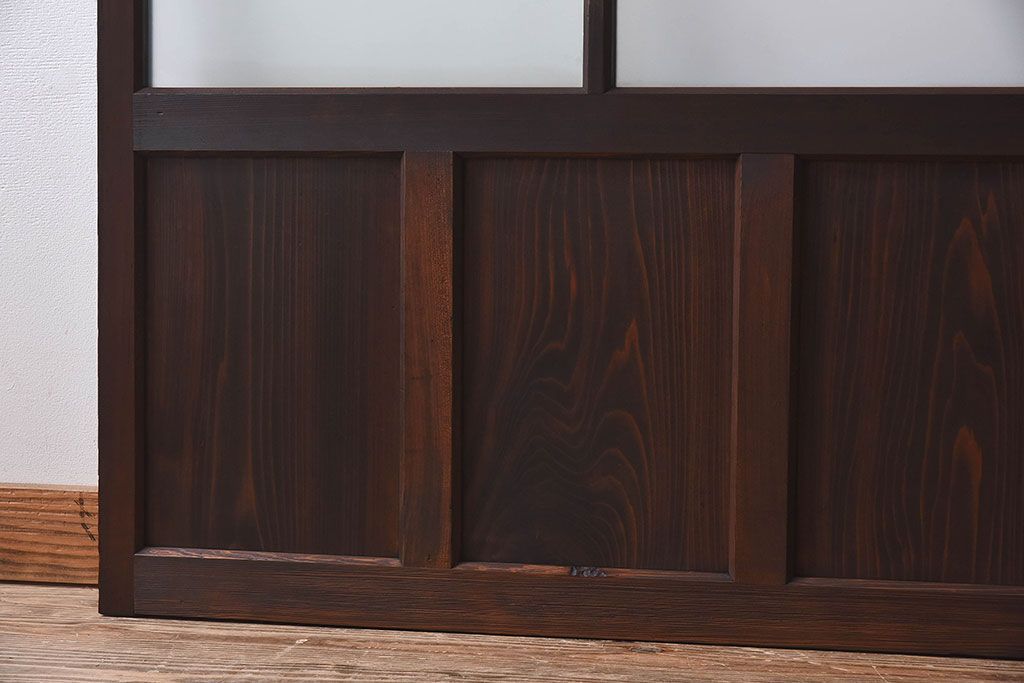 和製アンティーク　すりガラス　クリアガラス　モダンな雰囲気が魅力的なガラス戸2枚セット(建具、引き戸)