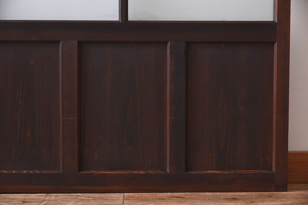 和製アンティーク　すりガラス　クリアガラス　モダンな雰囲気が魅力的なガラス戸2枚セット(建具、引き戸)